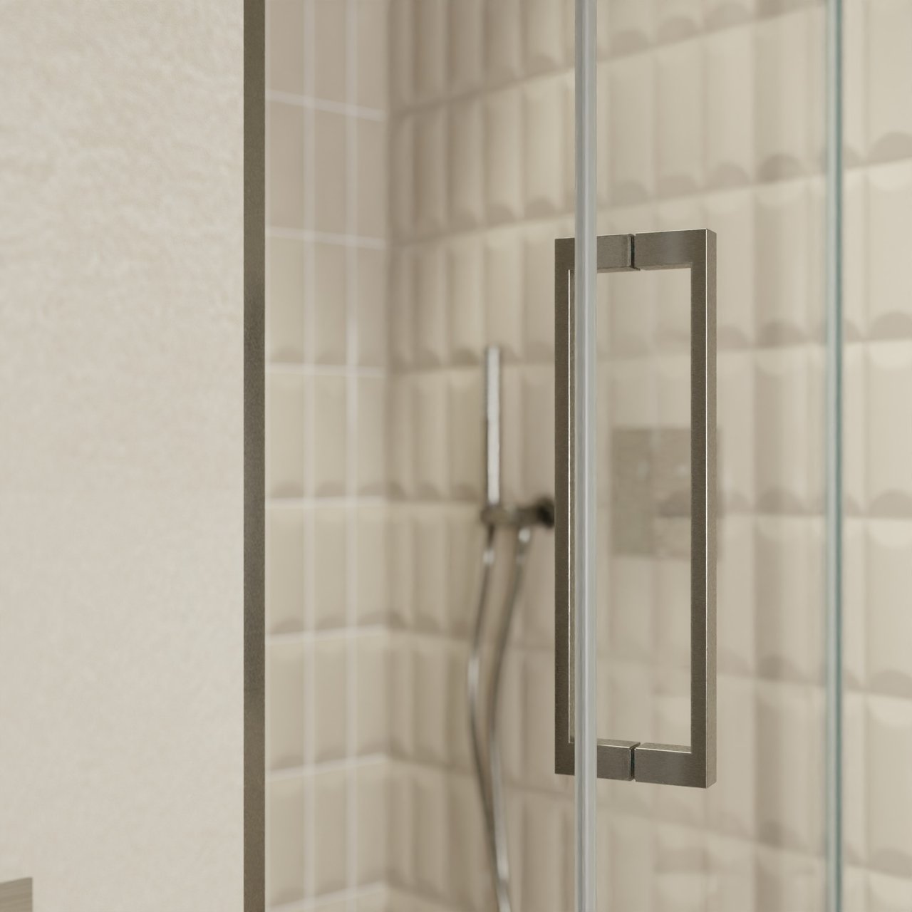Balmani Senses Design Dusche Drehtür, Rechts, 100 cm x 210 cm, Klarglas, Profil Brushed GunMetal
