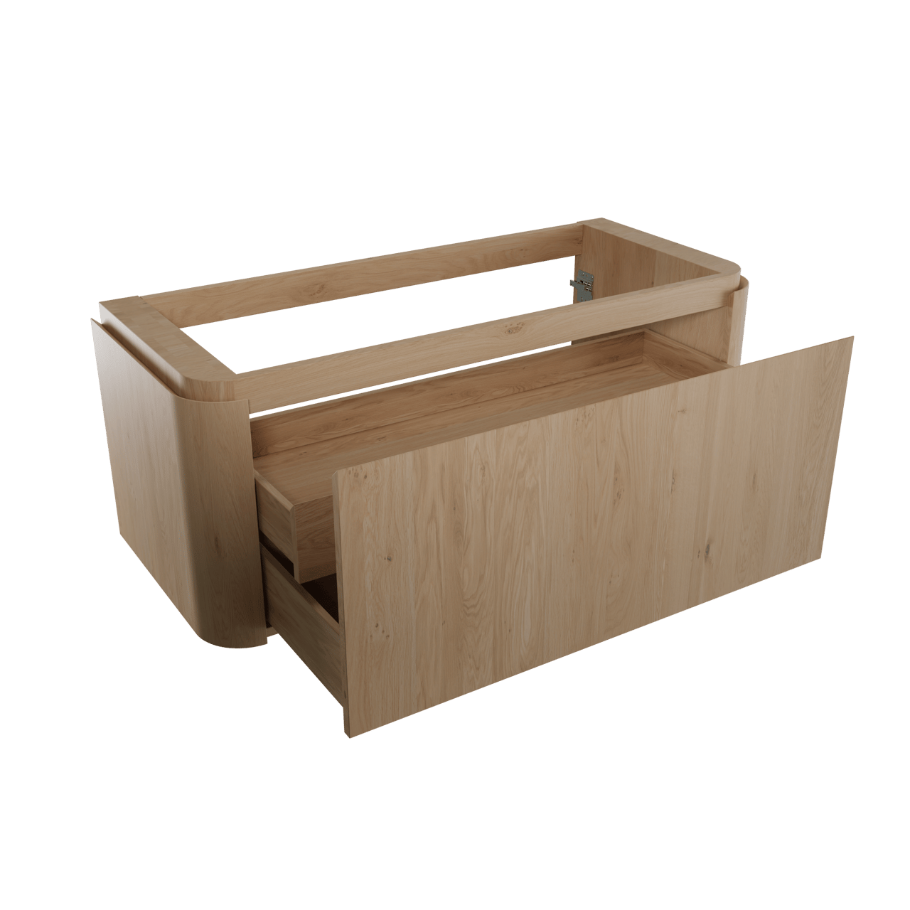 Balmani Moon hängender Waschbeckenunterschrank: 130 x 55 cm, Eiche Natur, 2 Schubladen