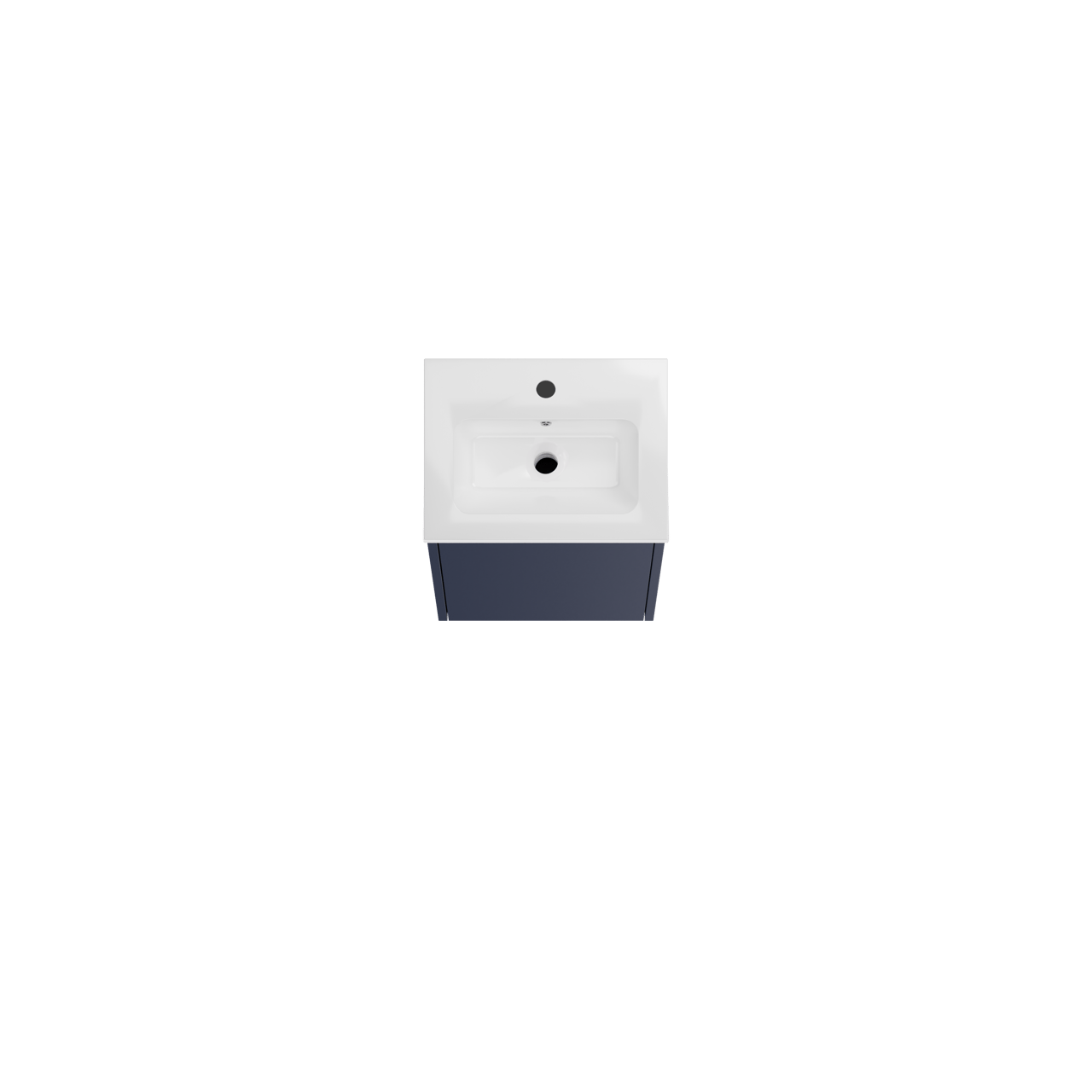 Storke Seda meuble salle de bains suspendu 45 x 35 cm bleu nuit avec Diva plan simple en marbre composite blanc brillant