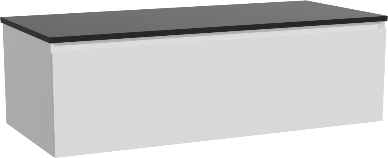 Storke Edge zwevend badkamermeubel 120 x 52 cm mat wit met Panton enkel of dubbel tablet in gepoedercoate mdf mat zwart