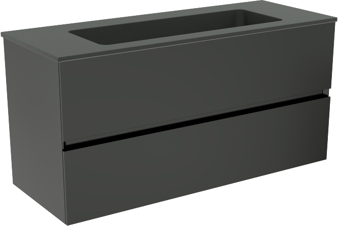 Storke Edge hängendes Möbelstück Set: 100 x 40 cm, Schwarz matt, mit Scuro Einzelwaschtisch, Quarz Schwarz matt