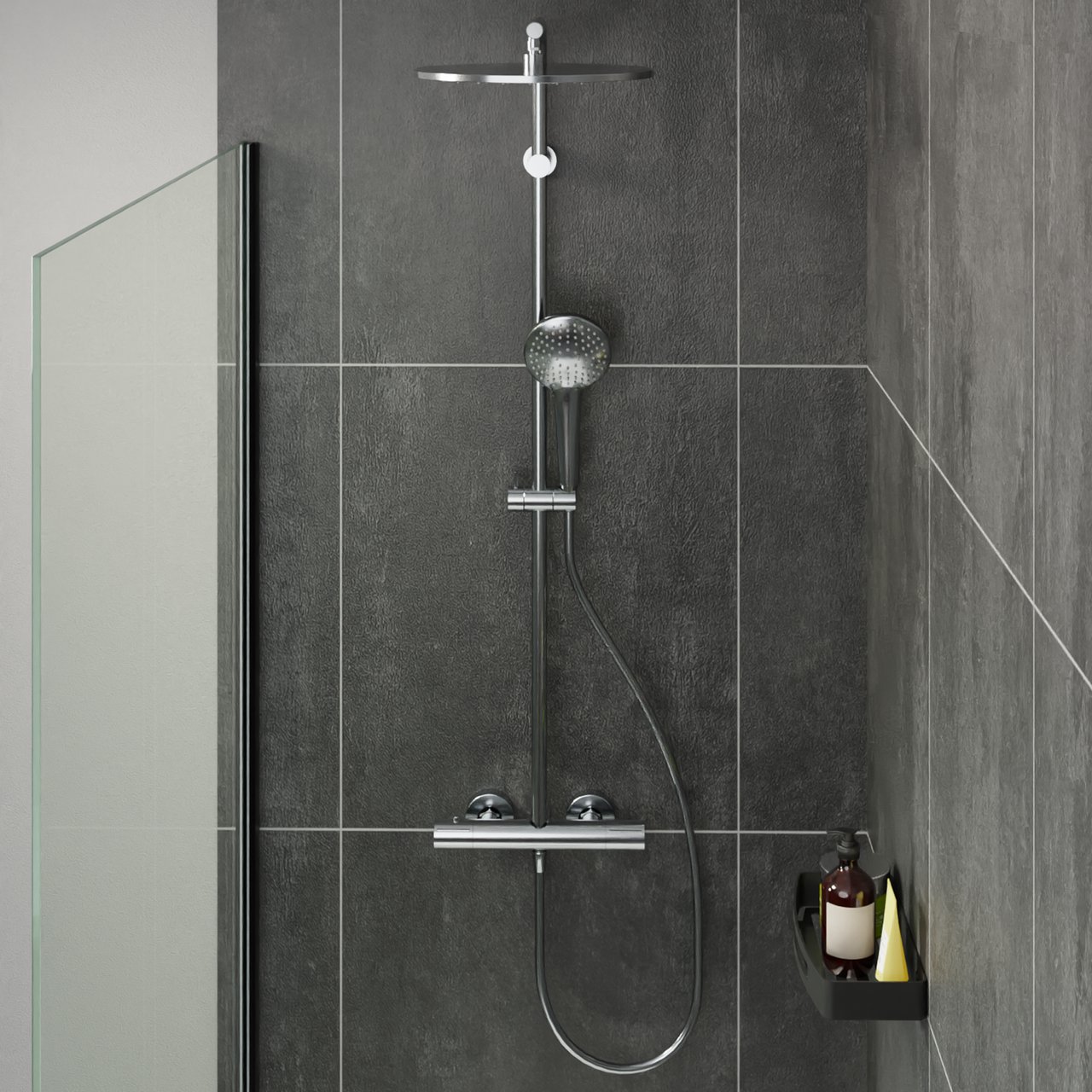 Blaufoss Round 300 colonne de douche de pluie mitigeur thermostatique Chrome Brillant