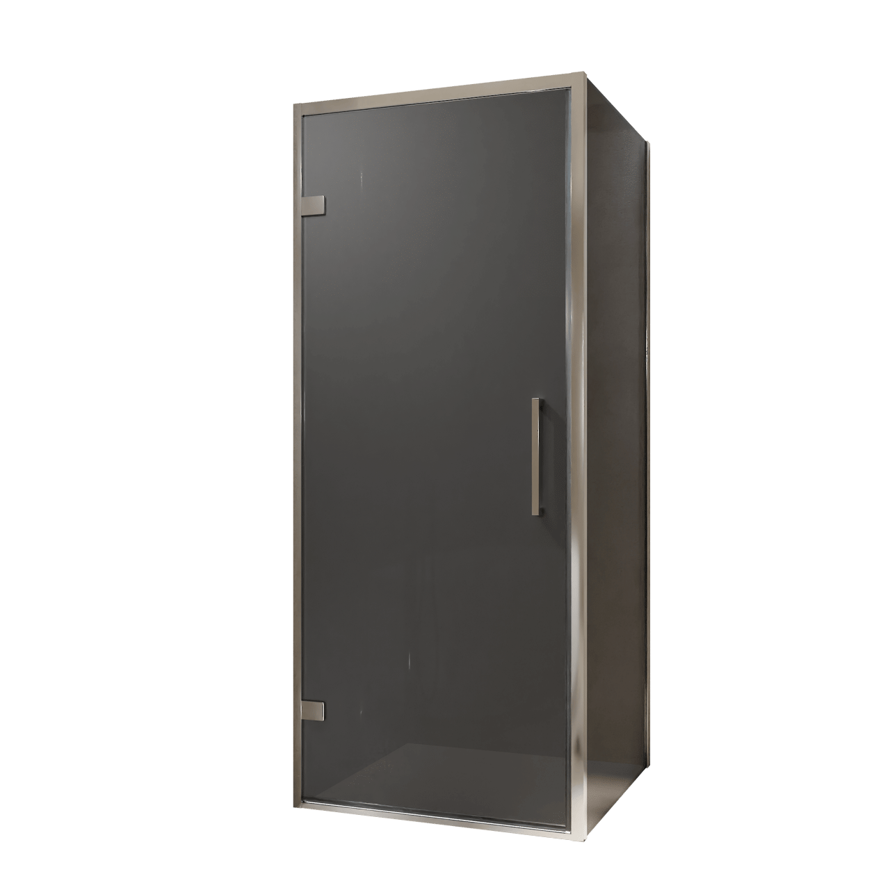 Balmani Senses Design douchehoek met linkse draaideur en vaste zijwand, 90 x 100 cm, Rookglas, Chroom profielen