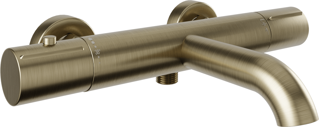 Blaufoss Round 2.0 opbouw thermostatische badkraan Brushed Champagne Gold