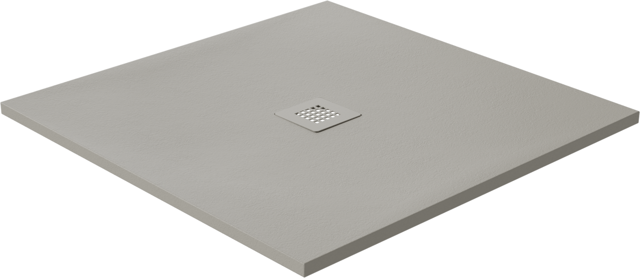 Luca Varess Classy douchebak 90 x 90 cm composietmarmer  mat lichtgrijs rock structuur