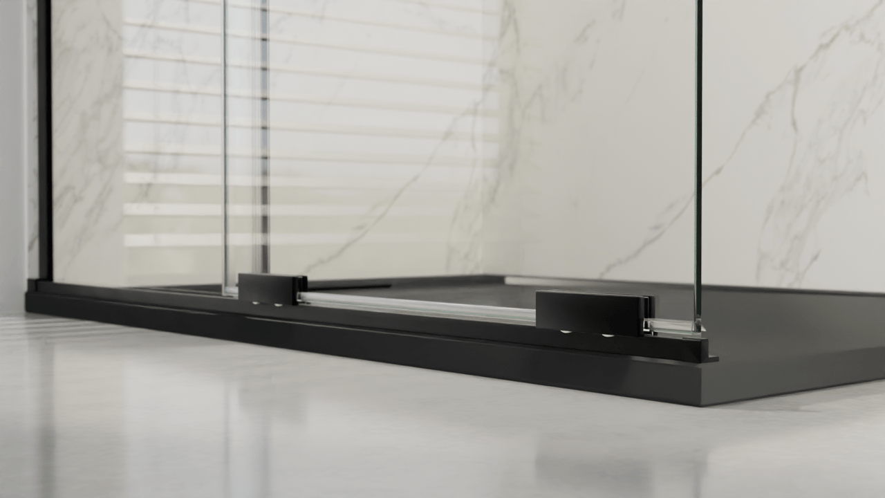 Balmani Move Slide  Walk-In-Dusche mit Schiebetür 140 x 200 cm Klarglas, inklusive Coating, matt schwarz Profil