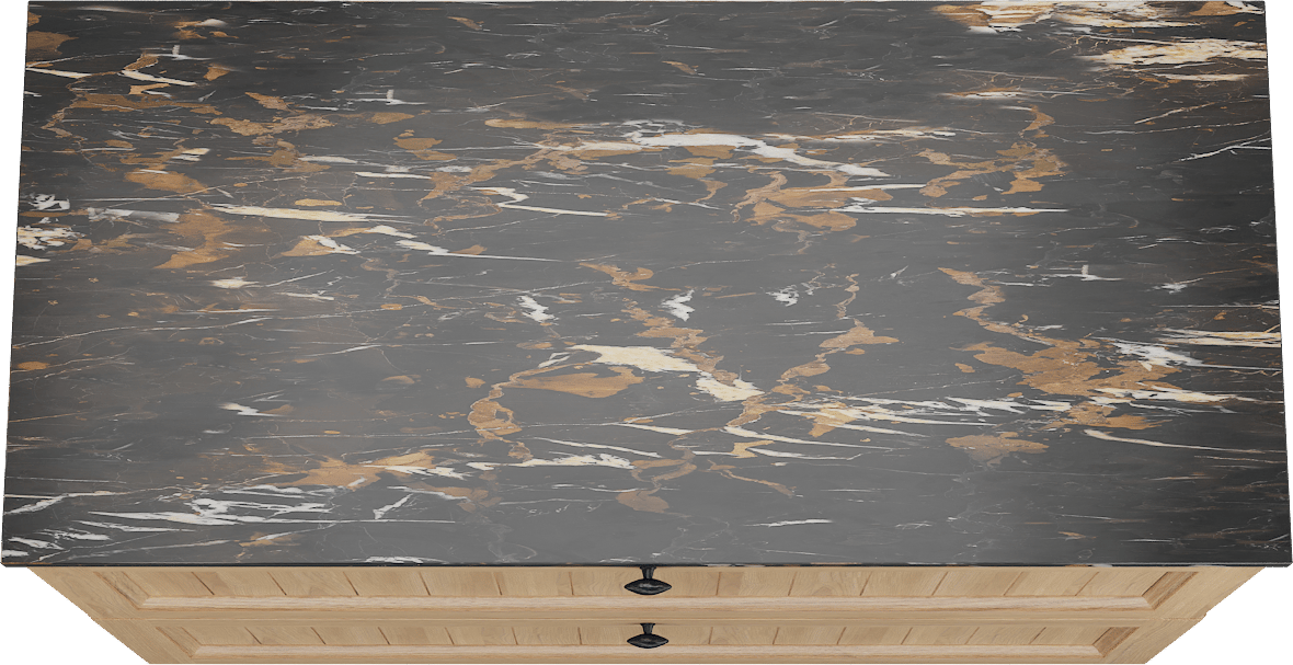 Balmani Lemon staand badkamermeubel 120 x 55 cm, fineer natuur eik met Stretto enkel tablet in portoro gold