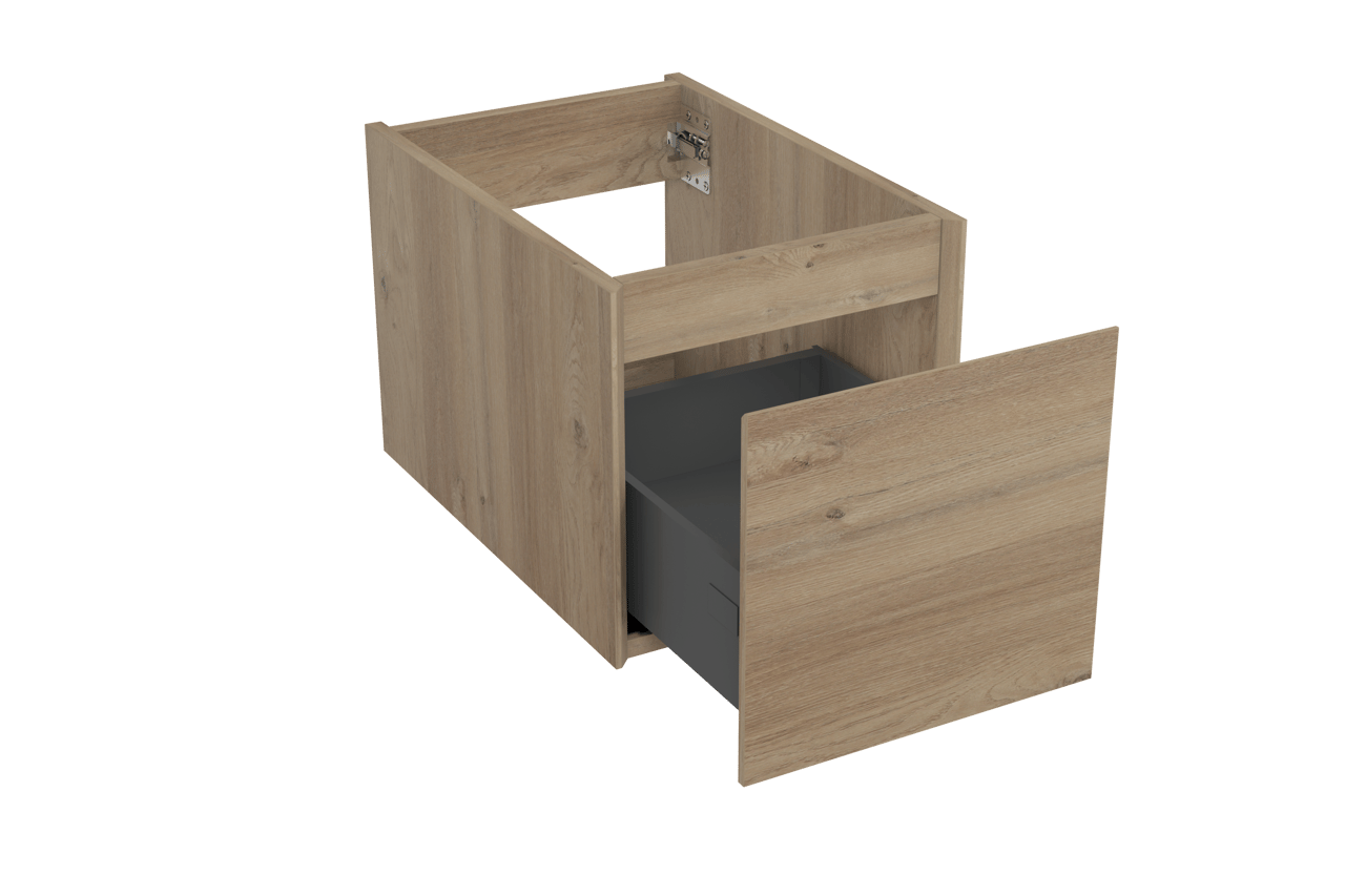 Storke Edge hängender Waschbeckenunterschrank: 35 x 52 cm, Eiche rustikal, 1 Schublade