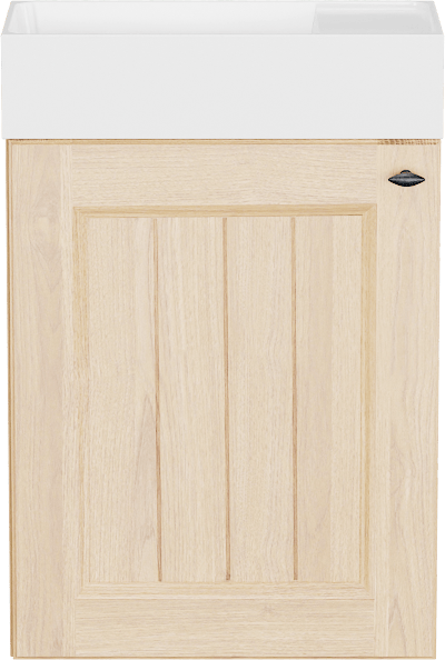 Balmani Lemon zwevend toiletmeubel 42 x 21 cm natuur eik met Dama wastafel in mat witte Solid Surface