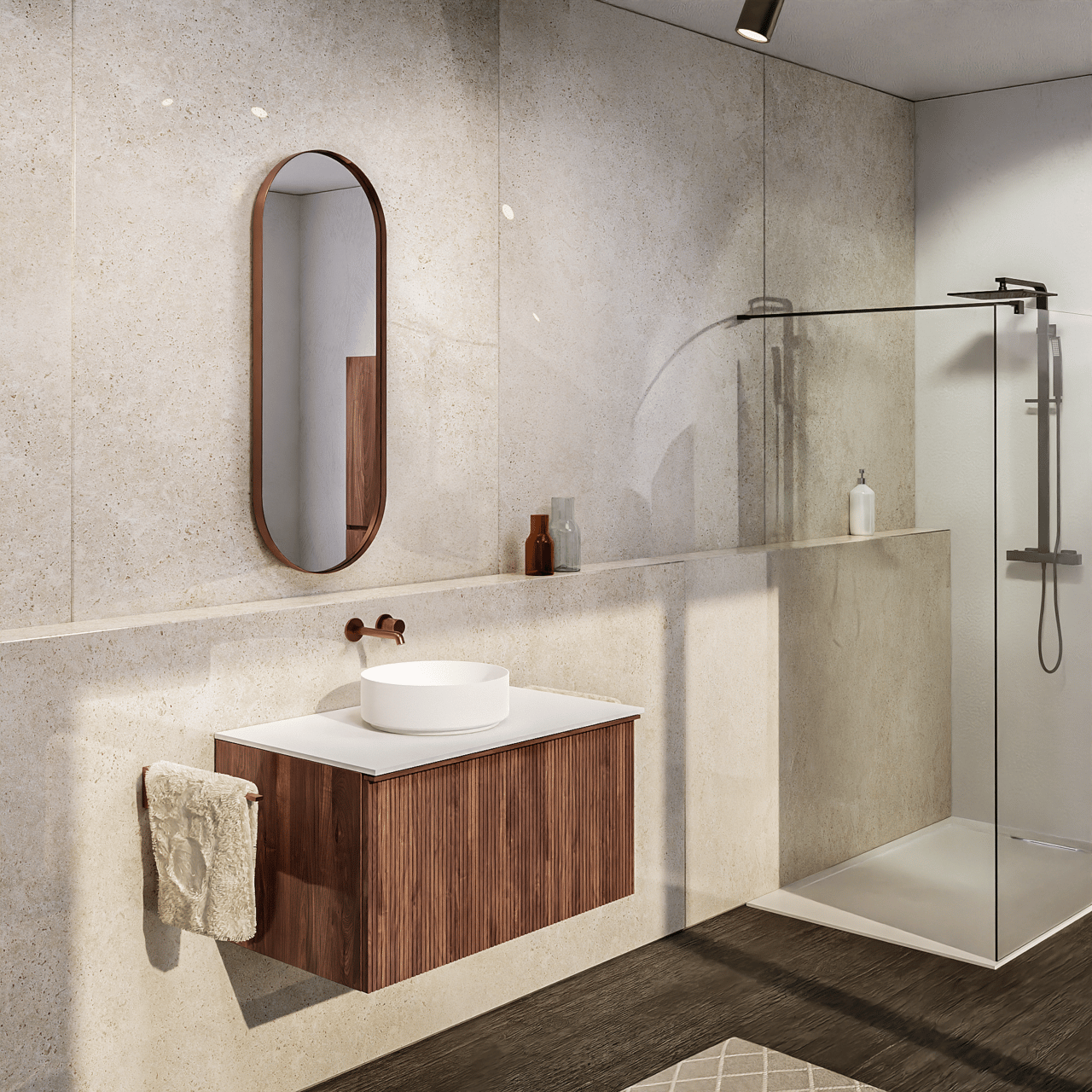 Balmani Giro Oval ovaal badkamerspiegel Brushed RoseGold 42 x 110 cm