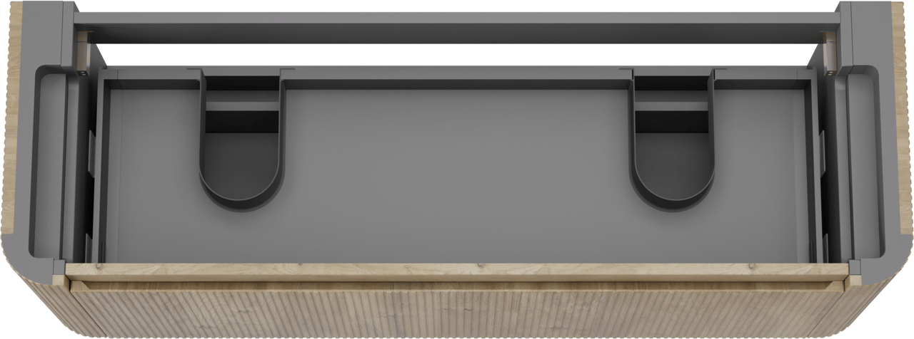 Storke Soft zwevende wastafelonderkast 140 x 46 cm Ruwe eiken 2 lades vert. sym. Groef