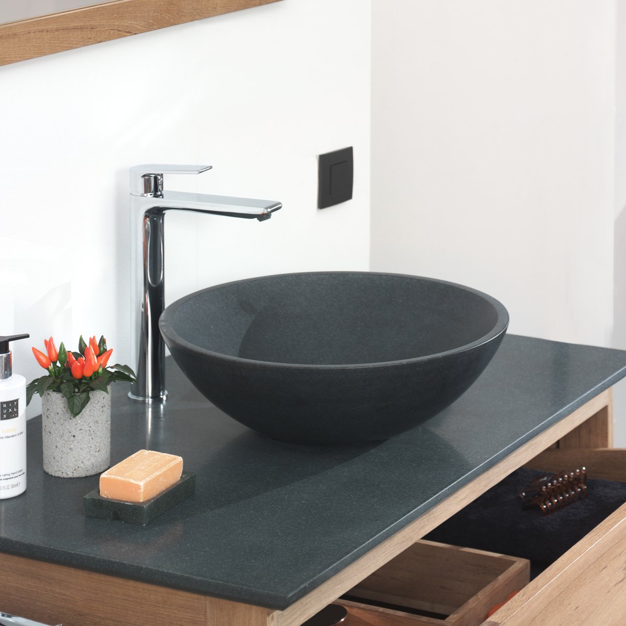 Balmani Bari vasque à poser granite doux rond Ø 42 cm