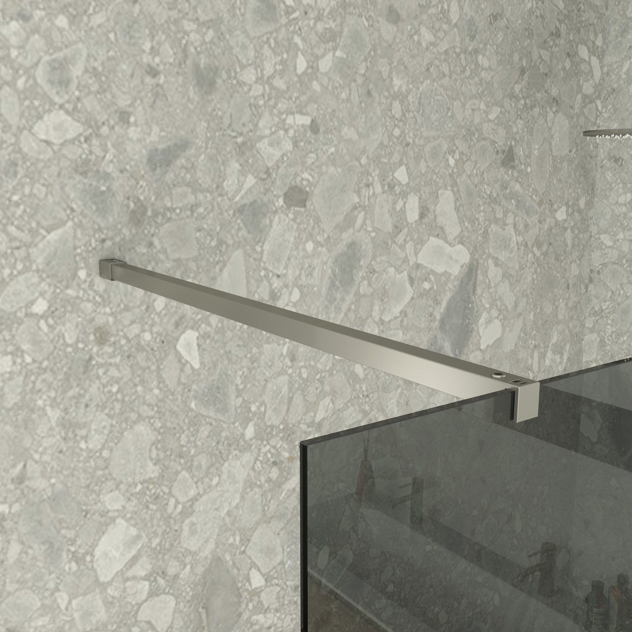 Balmani Modular inloopdouche 160 x 200 cm rookglas geborsteld inox profiel