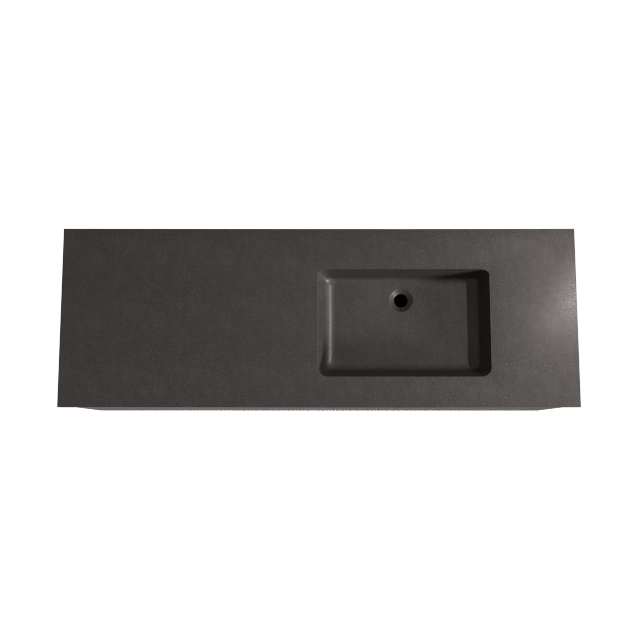 Storke Ribs zwevend badmeubel 150 x 52 cm zwart eiken met Scuro asymmetrisch rechtse wastafel in kwarts mat zwart, Verticale asymmetrische rechte ribbel