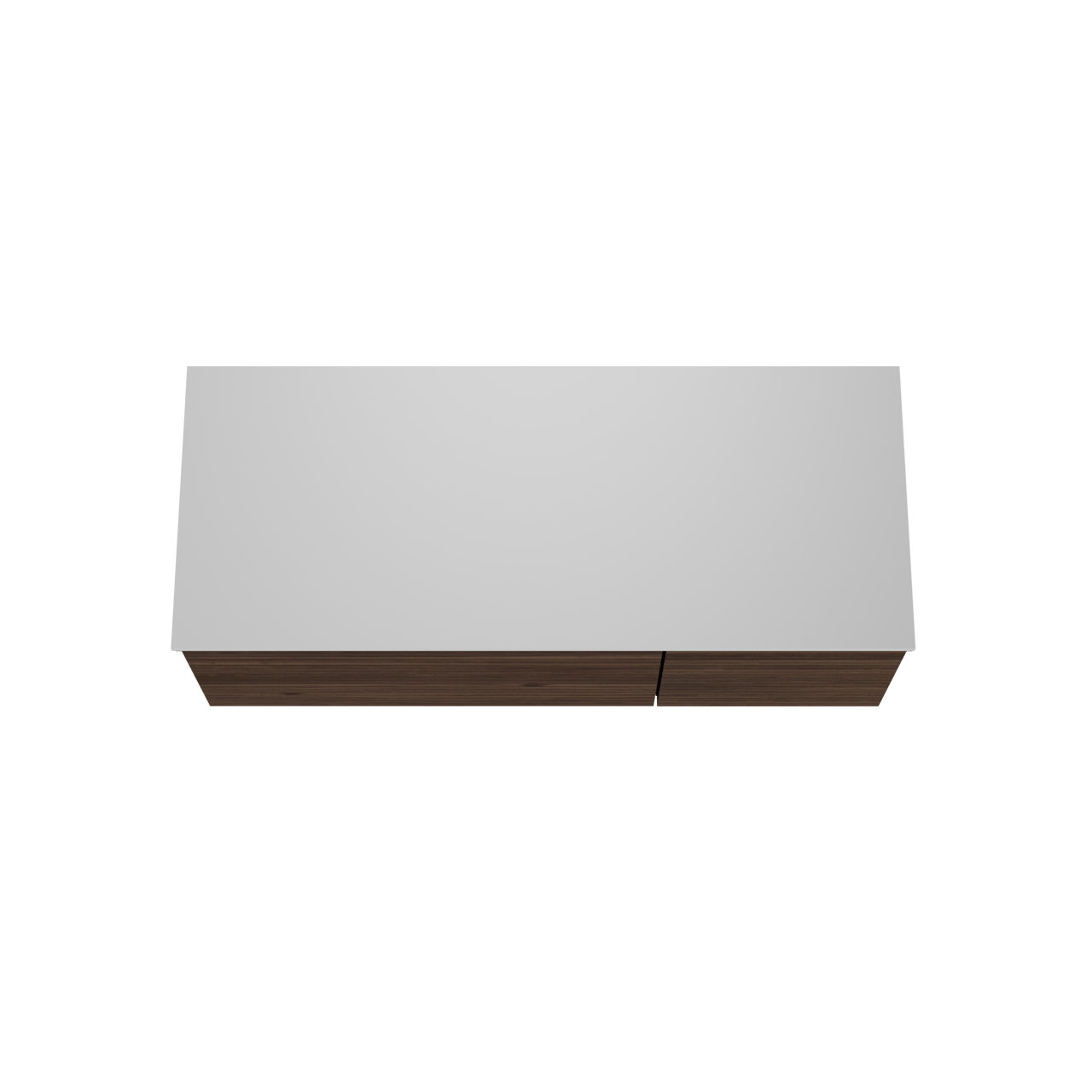 Balmani Forma meuble salle de bains suspendu 135 x 55 cm noyer américain avec Stretto tablette simple ou double en solid surface blanc mat, Nervure droite symétrique horizontale