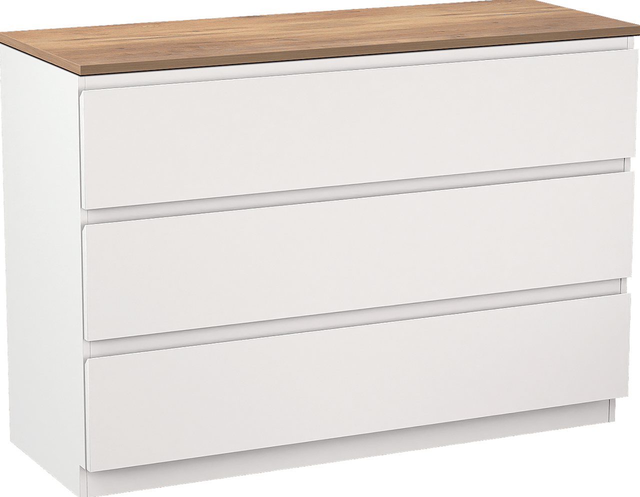 Linie Lado meuble salle de bains à poser 120 x 46 cm blanc mat avec Lado tablette simple ou double en mélaminé chêne naturel
