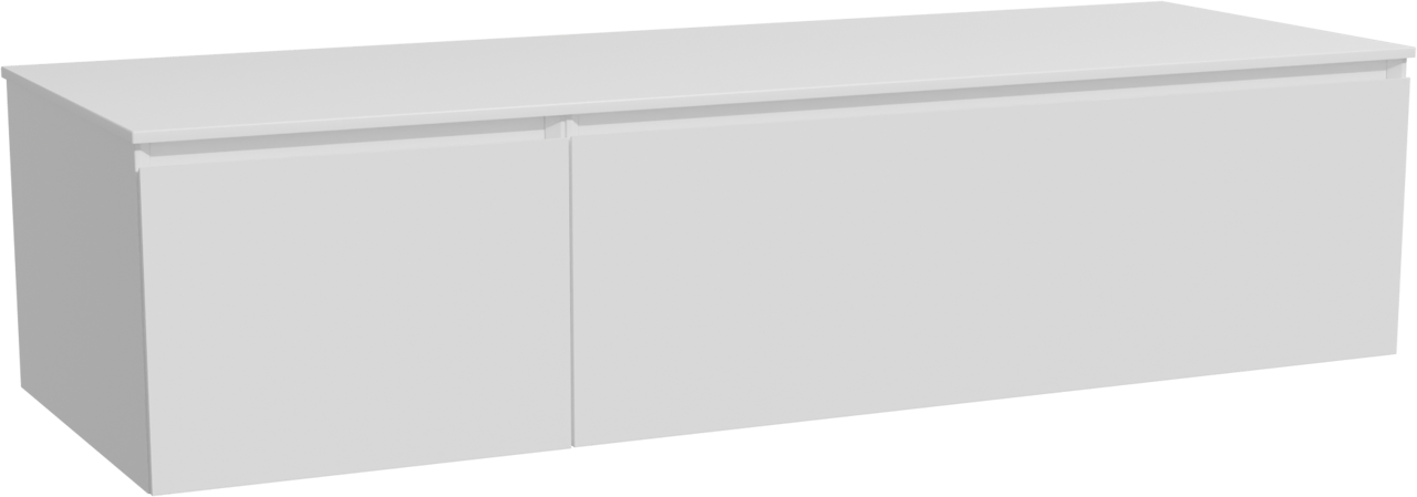 Storke Edge zwevend badkamermeubel 150 x 52 cm glanzend wit met Tavola enkel of dubbel tablet in solid surface mat wit