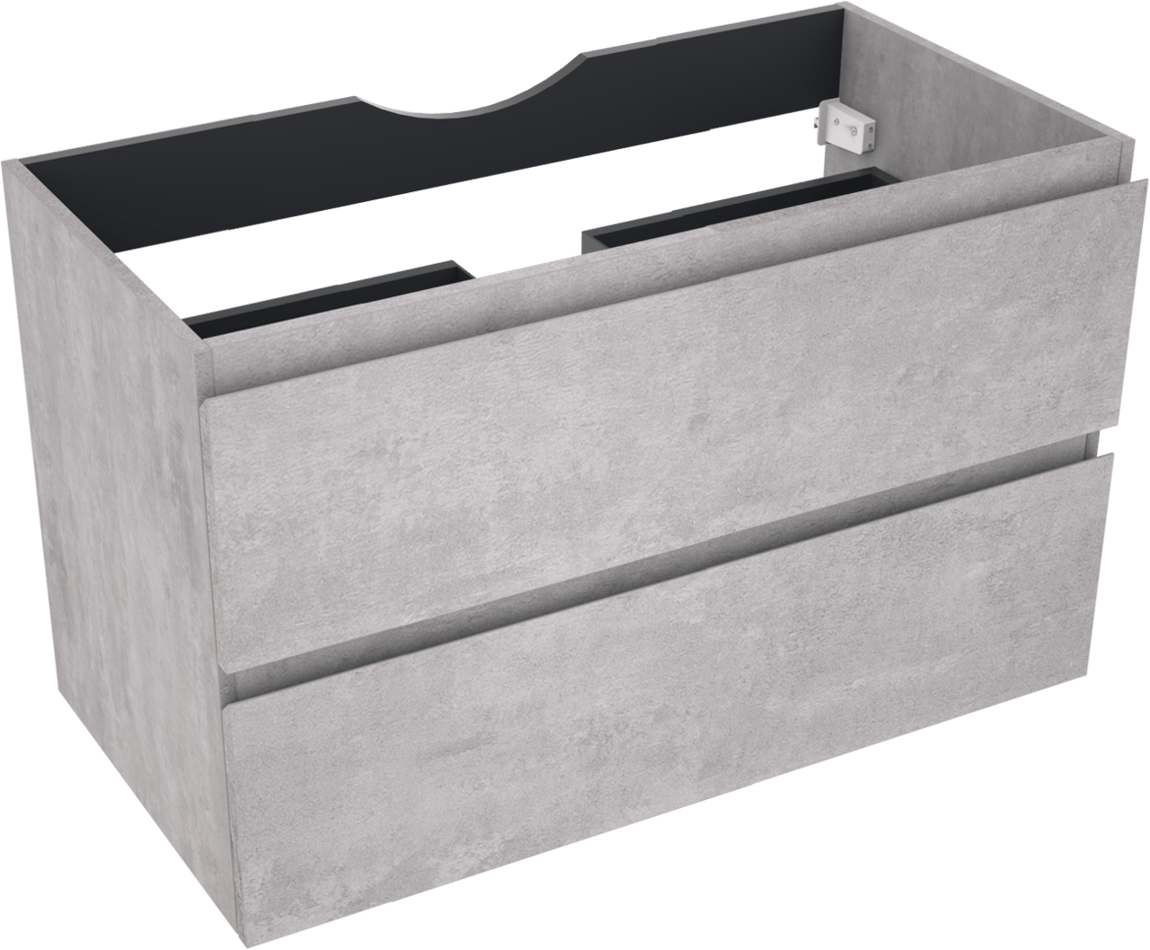 Linie Lado hängender Waschbeckenunterschrank: 90 x 46 cm, Beton dunkelgrau, 2 Schubladen