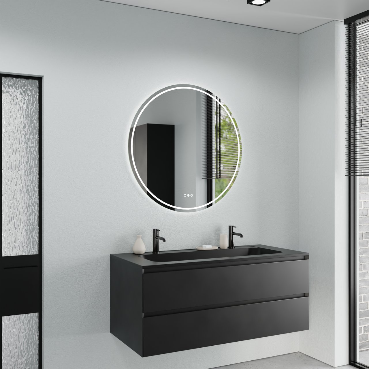 Balmani Ghost Touch miroir rond lumineux et anti-buée Ø 90 cm