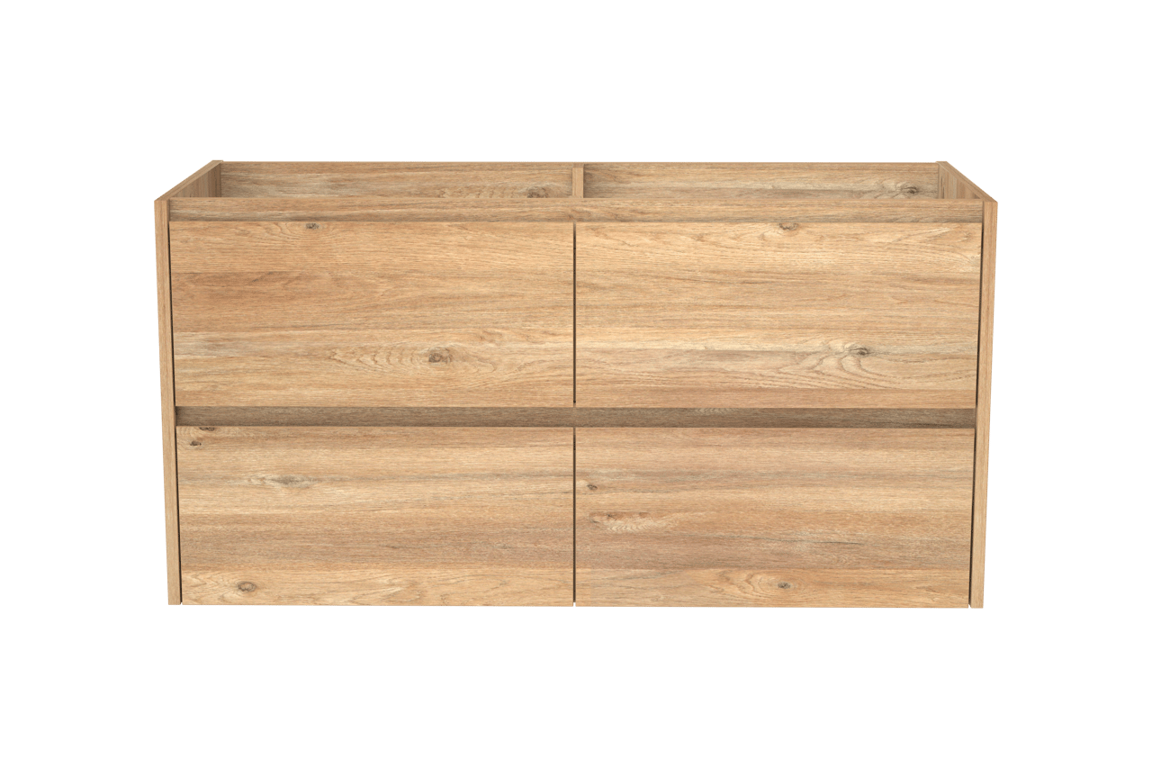 Storke Seda hängender Waschbeckenunterschrank: 120 x 52 cm, Eiche rustikal, 4 Schubladen