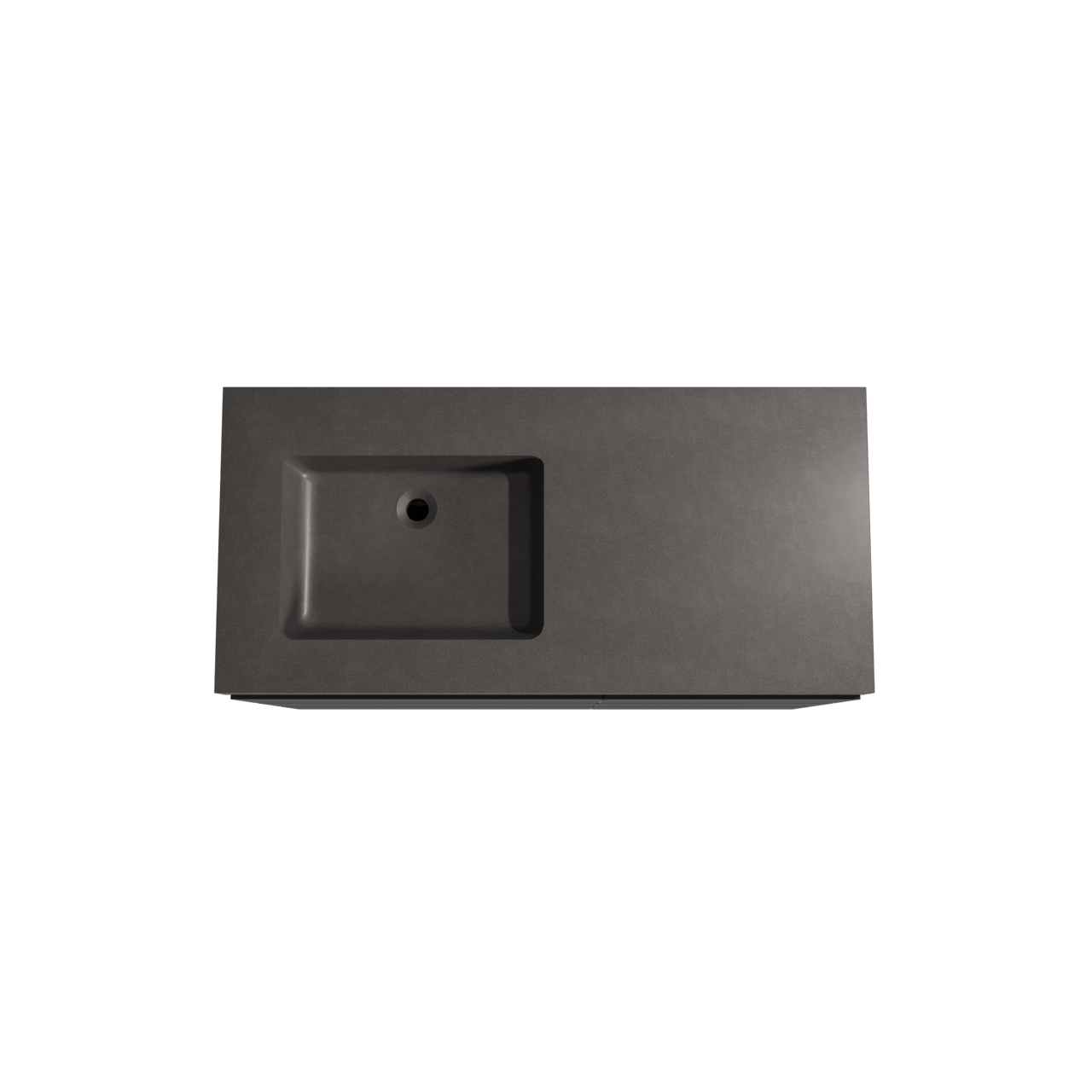 Storke Edge staand badkamermeubel 110 x 52 cm mat zwart met Scuro High asymmetrisch linkse wastafel in kwarts mat zwart