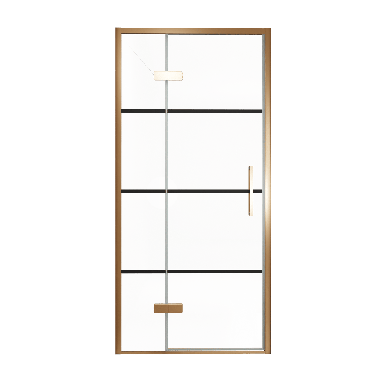 Balmani Senses Design douche draaideur links 100 cm x 210 cm Lined glas, Brushed Rosegold profielen, met coating