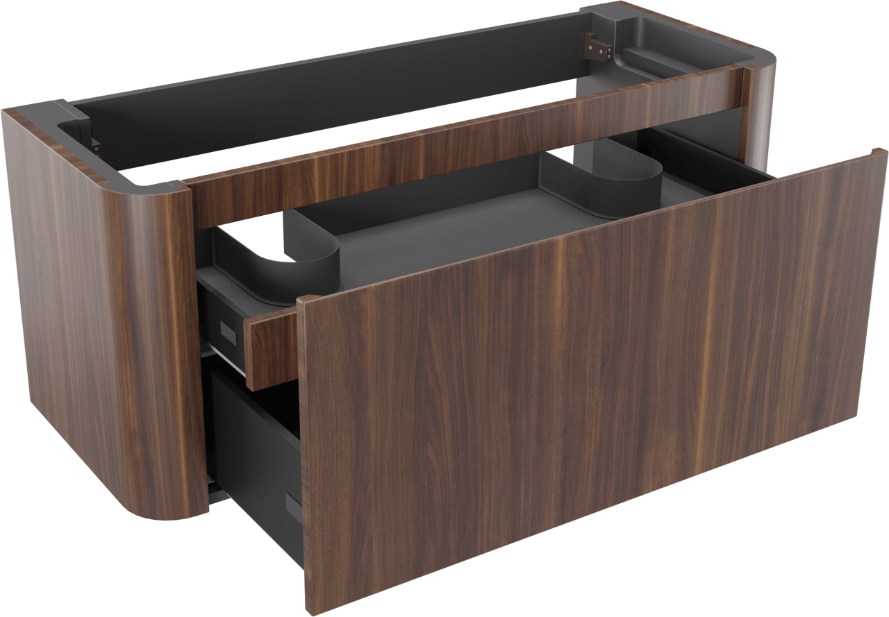 Storke Soft zwevende wastafelonderkast 120 x 46 cm Notelaar 2 lades