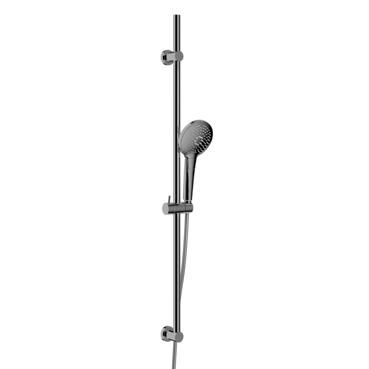 Blaufoss Round barre de douche 100 cm avec douchette 12 cm 3 fonctions Chrome Brillant