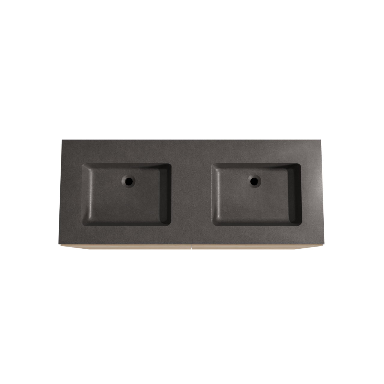 Storke Edge staand badkamermeubel 130 x 52 cm ruwe eik met Scuro dubbele wastafel in kwarts mat zwart