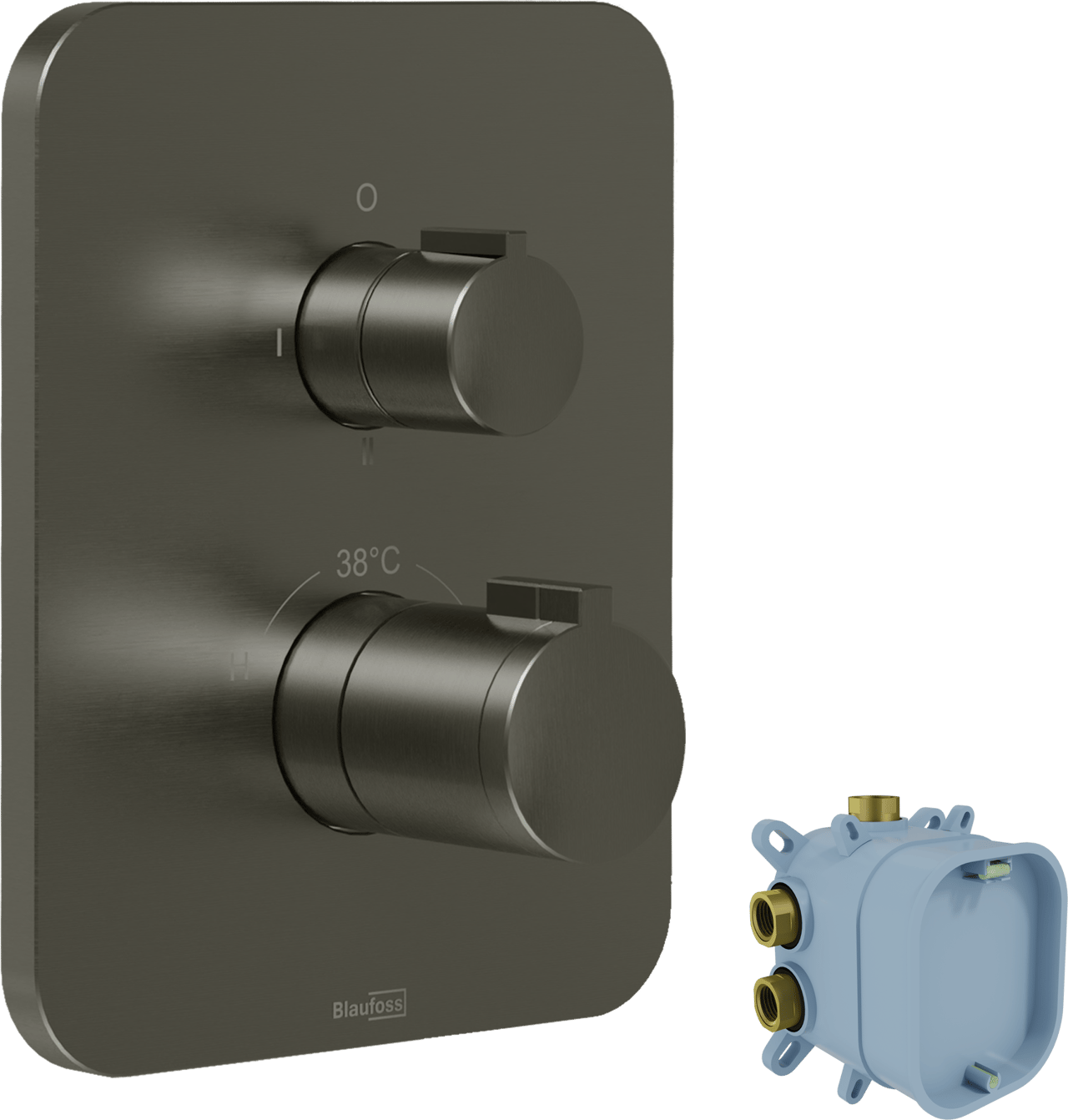Blaufoss Smartbox Softline thermostat-armatur Unterputz Regendusche-System mit Kopfbrause Ø25cm brushed gunmetal