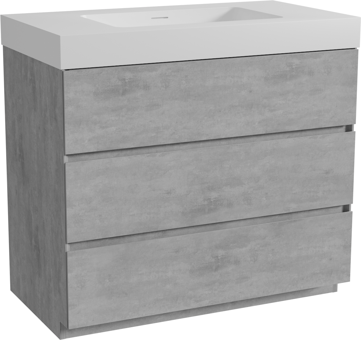 Storke Edge freistehendes Möbelstück Set: 95 x 52 cm, Beton dunkelgrau, mit Mata High Einzelwaschtisch, Solid Surface Weiß matt