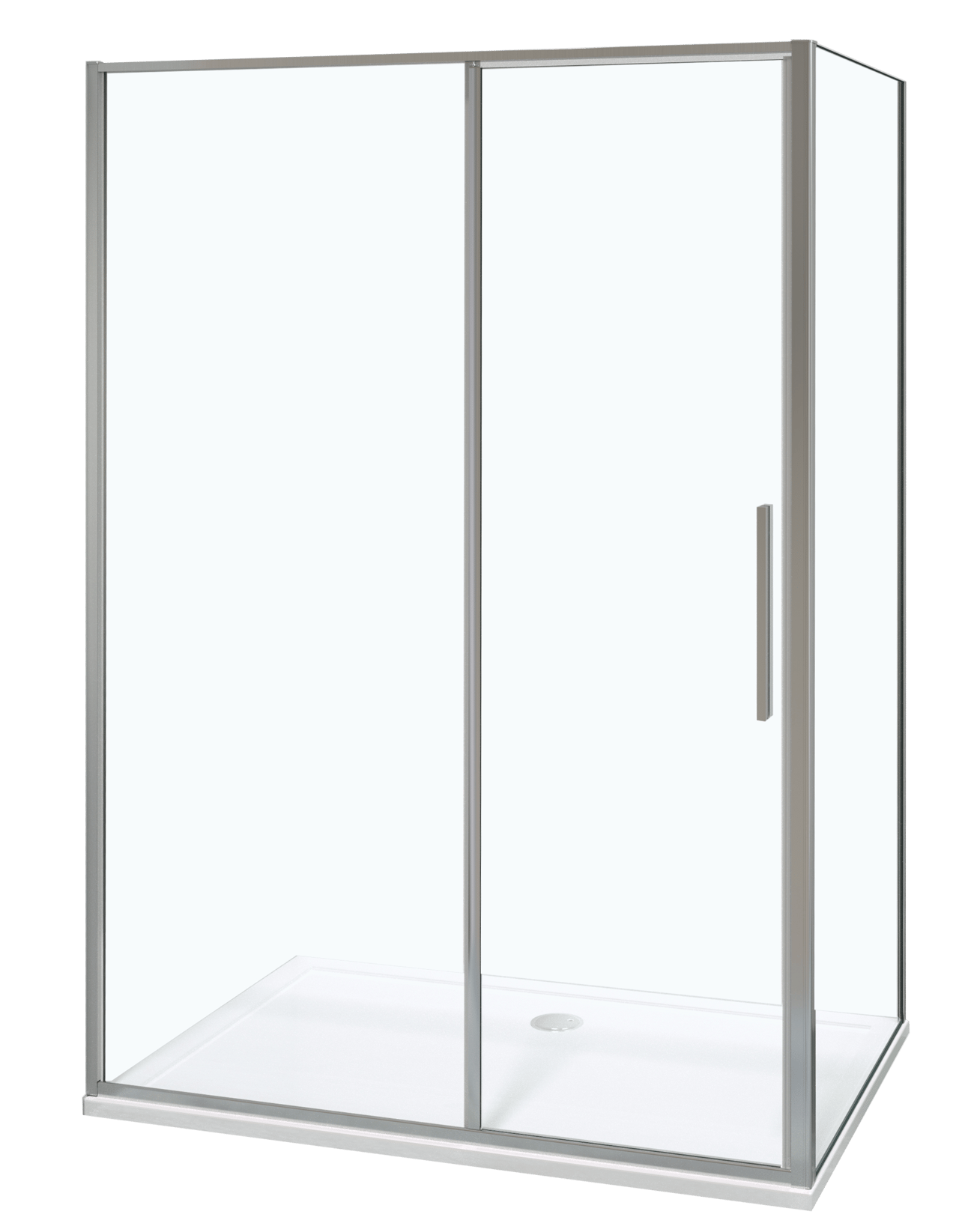 Luca Varess Morano paroi de douche avec porte pivotante et 2 parois latéraux fixes 90 x 120 cm verre transparent profil chrome brillant