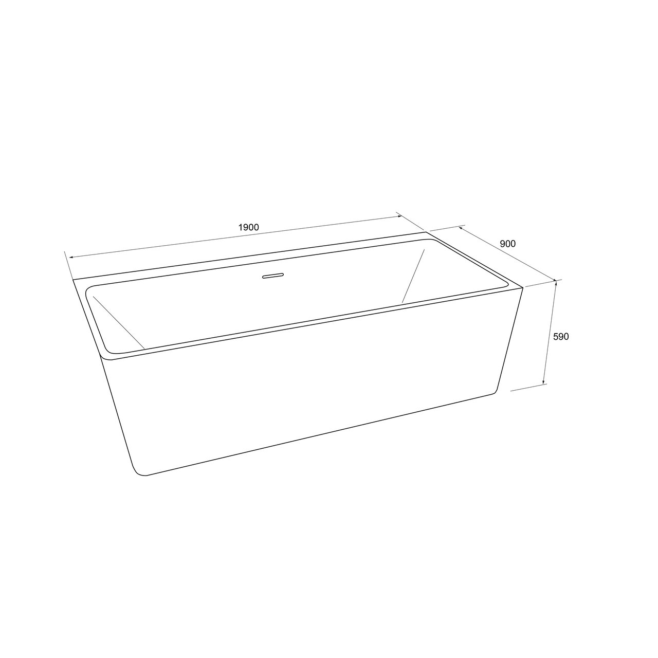 Luca Varess Coda baignoire d'angle droite duo 190 x 90 cm acrylique blanc mat