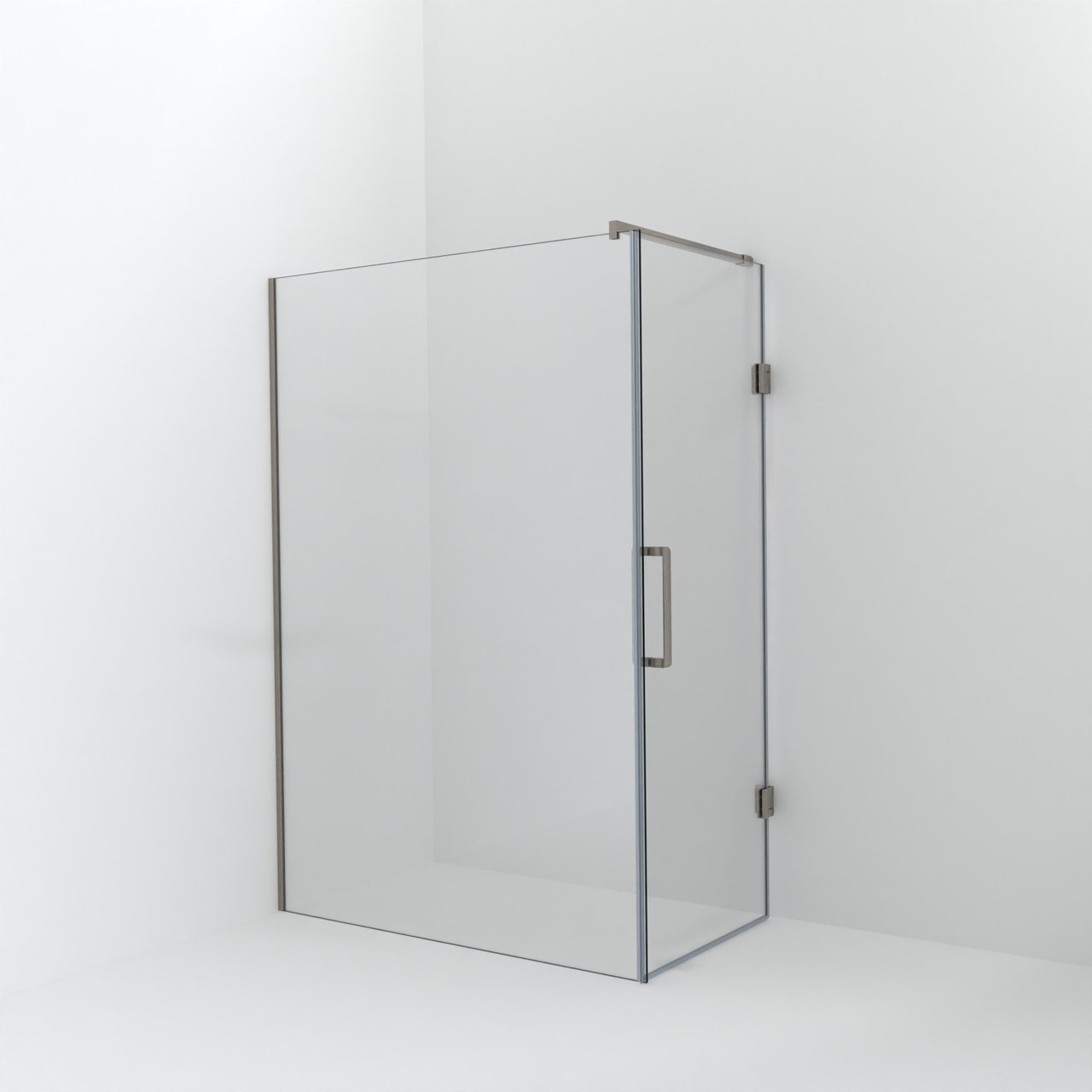 Balmani Modular inloopdouche met deur: 140 x 200 cm met deur 80 cm, Helder glas, Brushed CoolMetal profielen