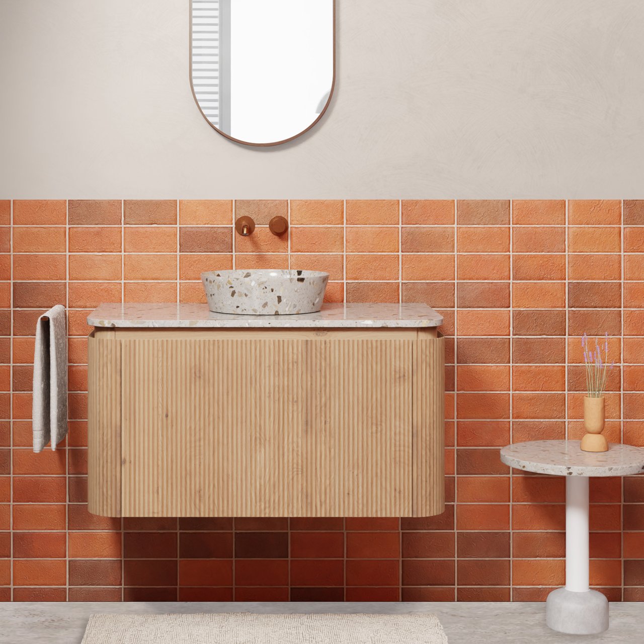 Balmani Still vasque à poser terrazzo greige rond Ø 38 cm