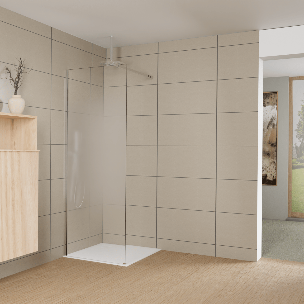 Balmani Modular Walk-In Dusche: 80 x 200 cm, Permafrost, inklusive Coating, Profil Chrom glänzend
