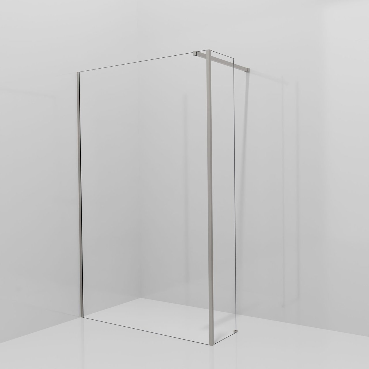 Balmani Modular inloopdouche met vaste zijwand: 130 x 200 cm, Helder glas, Brushed Inox profielen