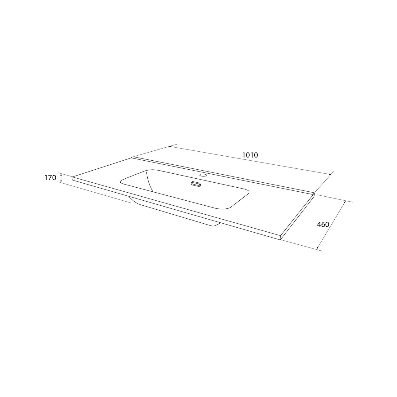 Linie Baro vasque simple porcelaine blanc mat 100 x 46 cm