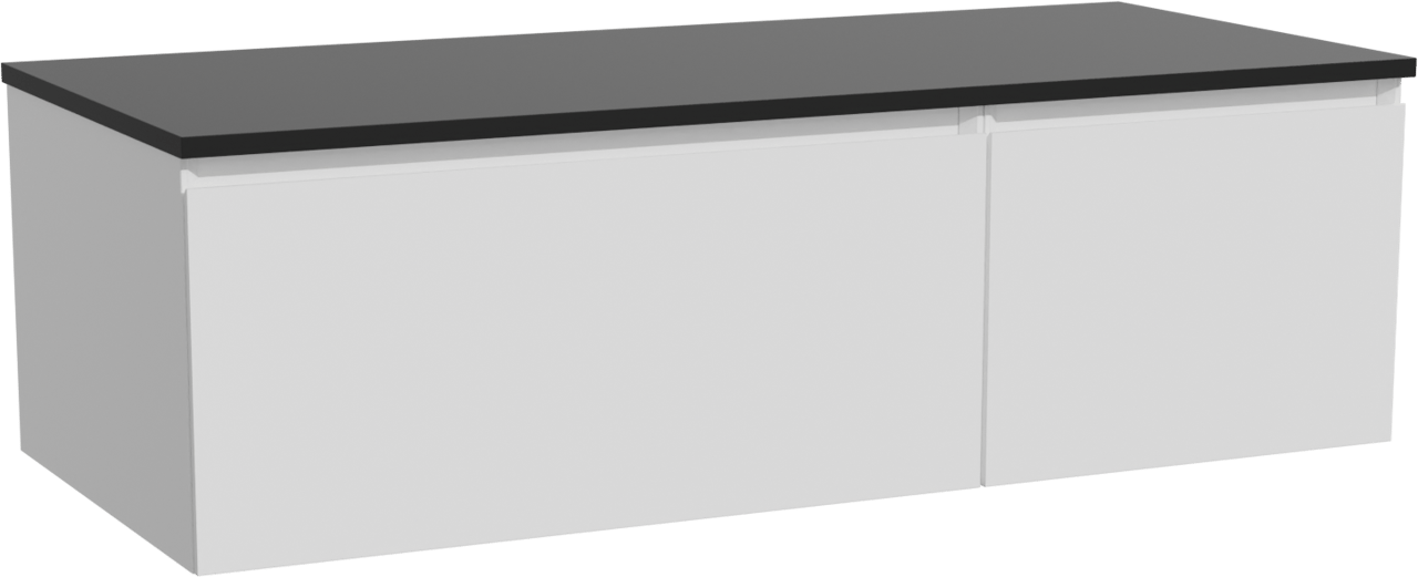 Storke Edge hängendes Möbelstück Set: 120 x 52 cm, Weiß matt, mit Panton Einzel- oder Doppel Waschtischplatte, Pulverbeschichtetes MDF Schwarz matt