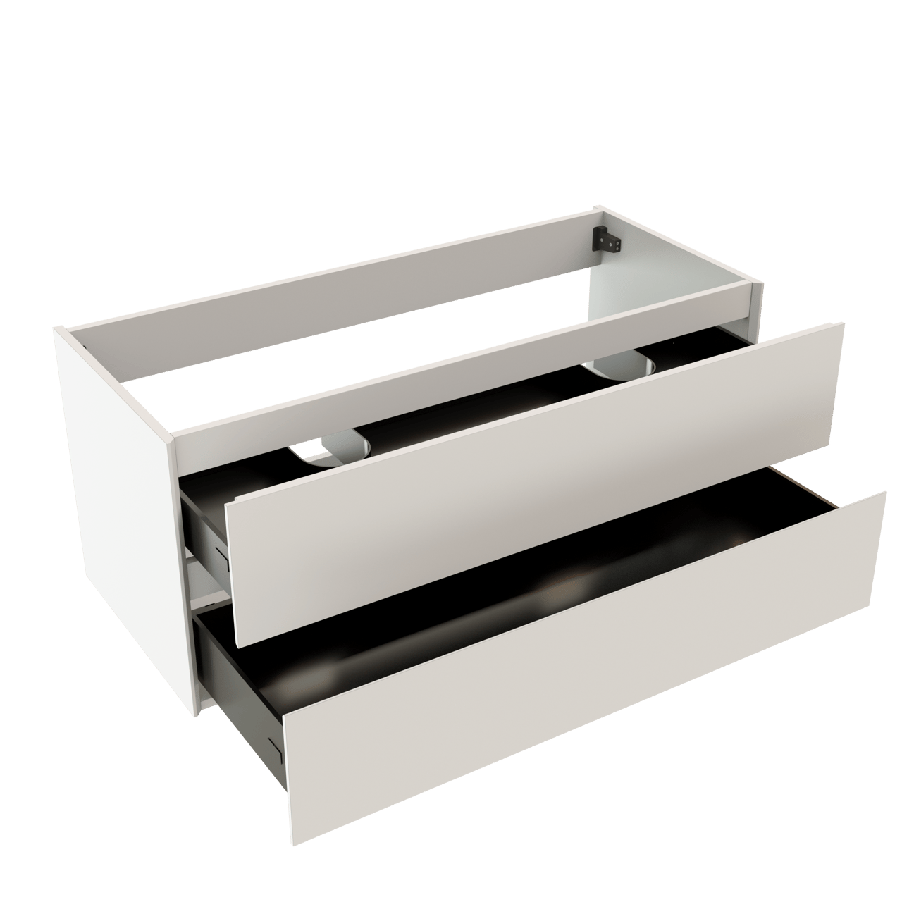 Storke Edge meuble sous-lavabo suspendu 120 x 52 cm blanc mat 2 tiroirs 2 découpés de siphon