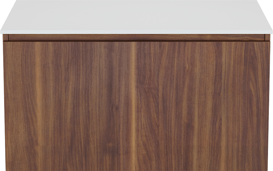 Balmani Sfera by Lucida zwevend badkamermeubel 90 x 55 cm amerikaanse notelaar met Stretto enkel tablet in solid surface mat wit