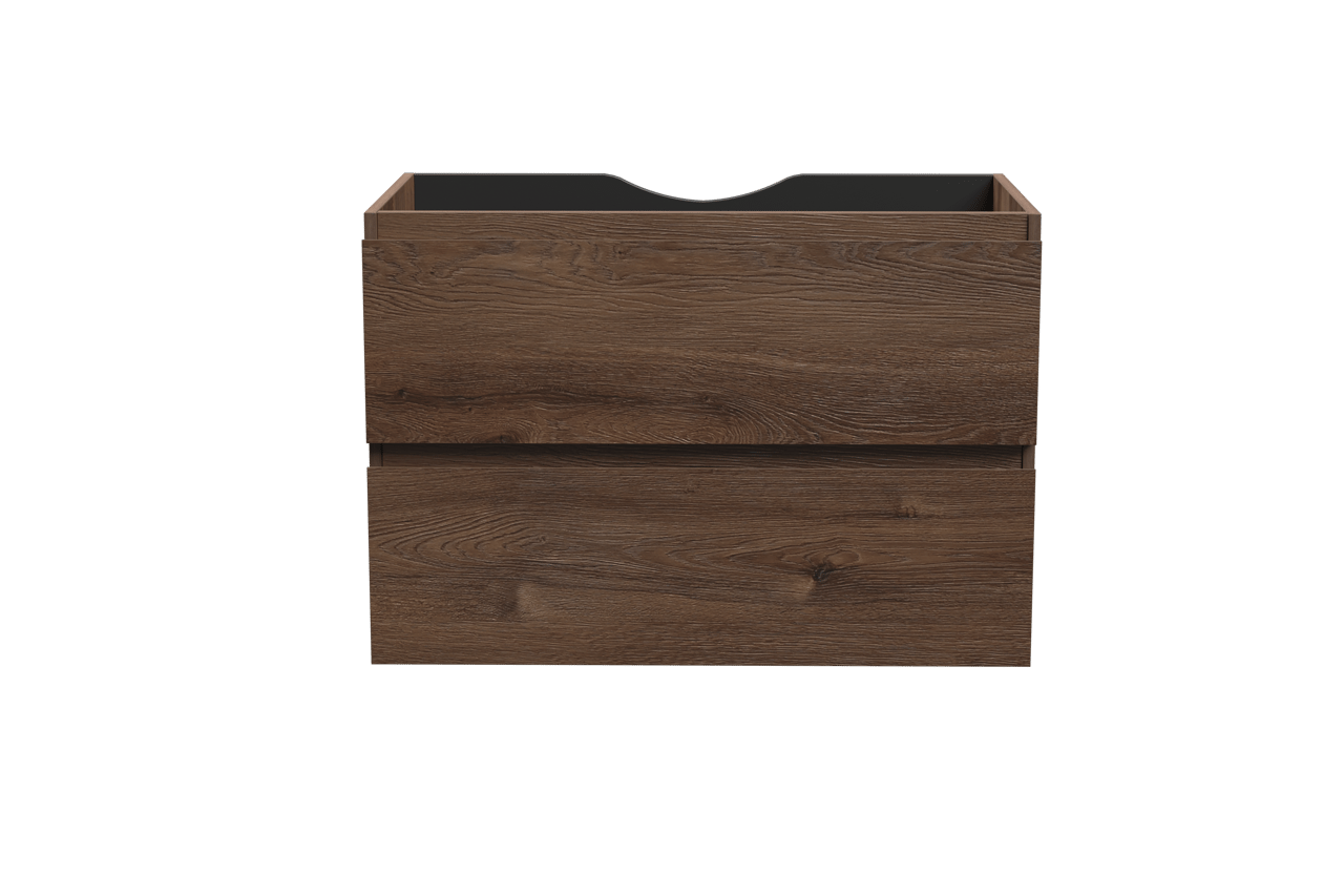 Linie Lado hängender Waschbeckenunterschrank: 80 x 46 cm, braune Eiche, 2 Schubladen