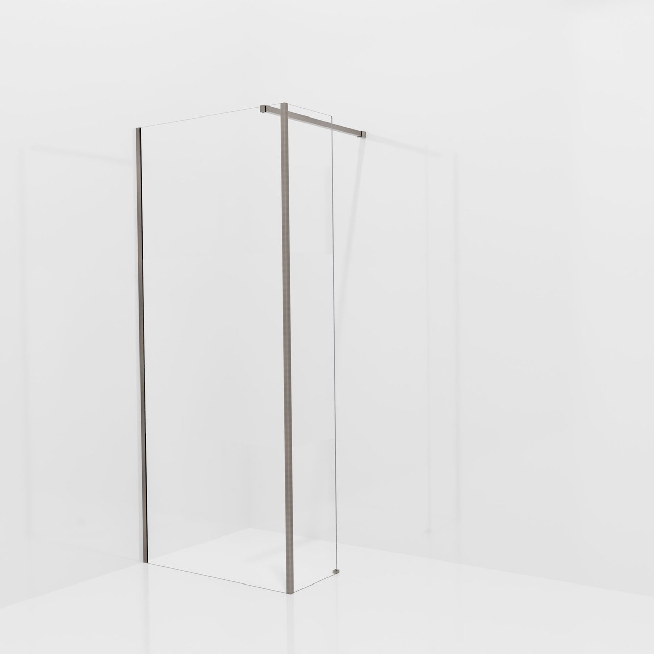 Balmani Modular douche à l'italienne avec paroi latérale fixe: 90 x 200 cm, Verre transparent avec bande mate, Profil Brushed GunMetal