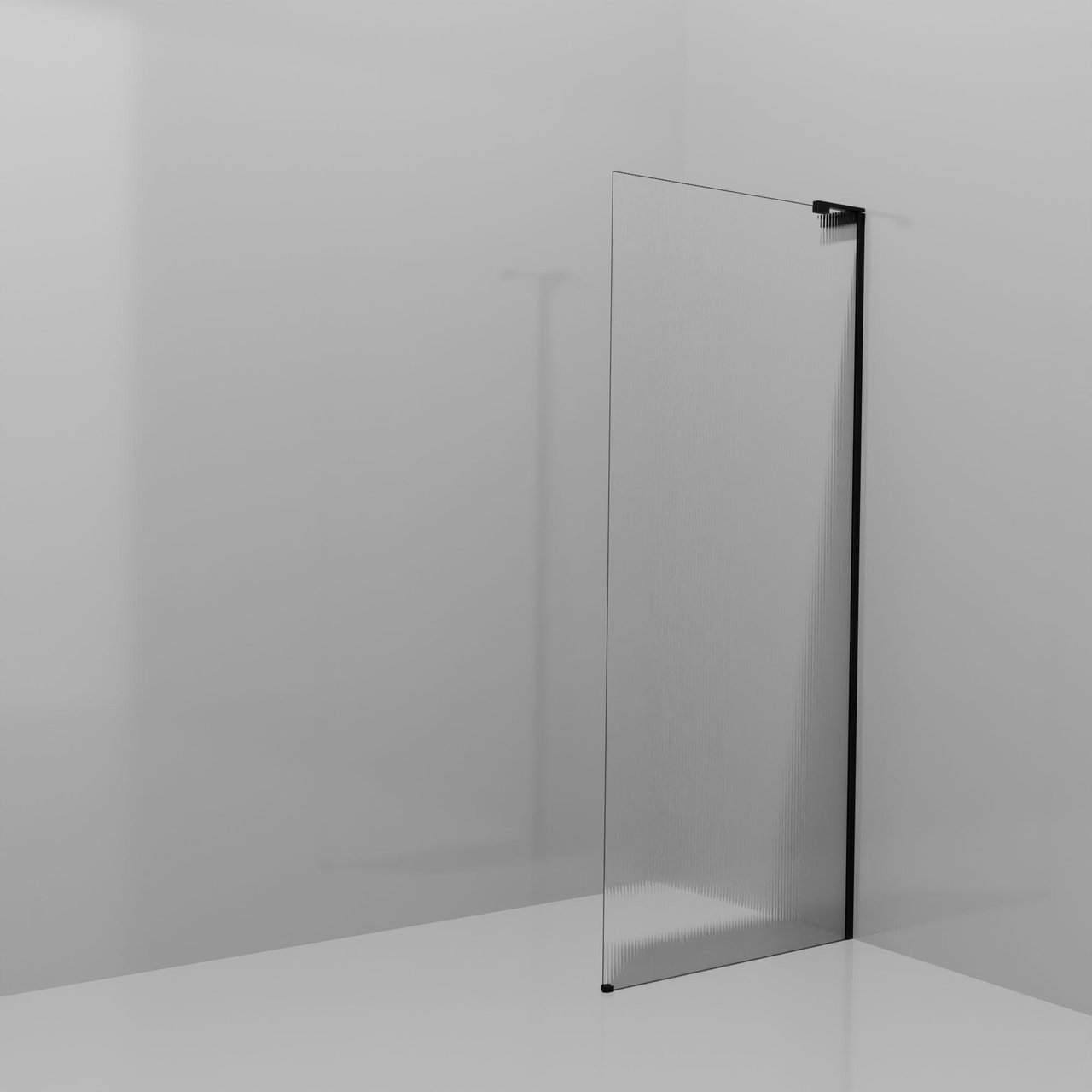 Balmani Modular Walk-In Dusche: 90 x 200 cm, Ribs, inklusive Coating, Profil Schwarz matt mit L-Shape