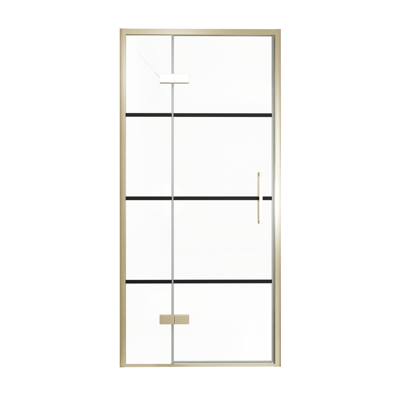 Balmani Senses Design douche draaideur links 100 cm x 210 cm Lined glas, Brushed Champagne Gold profielen, met coating