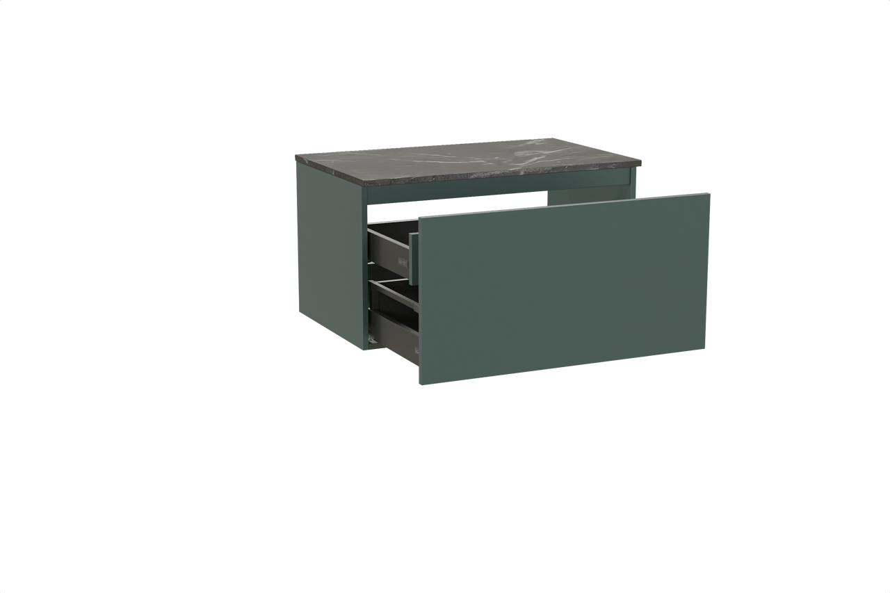 Balmani Sfera by Lucida meuble salle de bains suspendu 90 x 55 cm forest avec Stretto tablette simple en marbre pietra grey