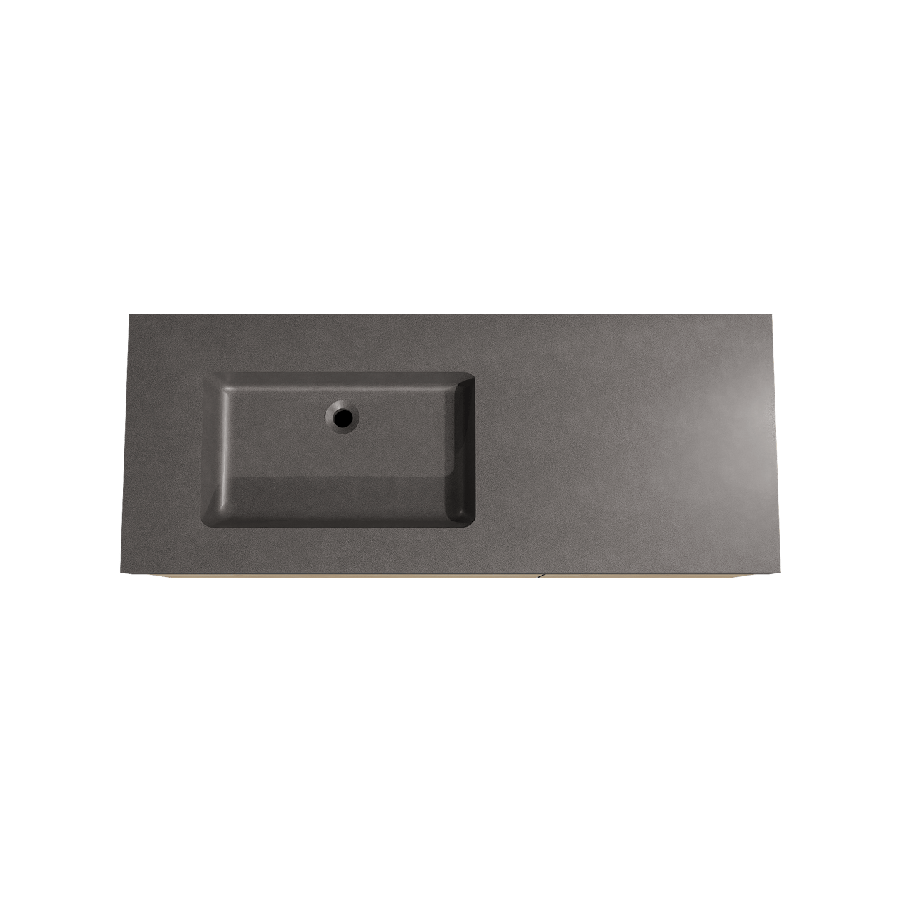 Storke Edge zwevend badmeubel 130 x 52 cm ruw eiken met Scuro High asymmetrisch linkse wastafel in kwarts mat zwart