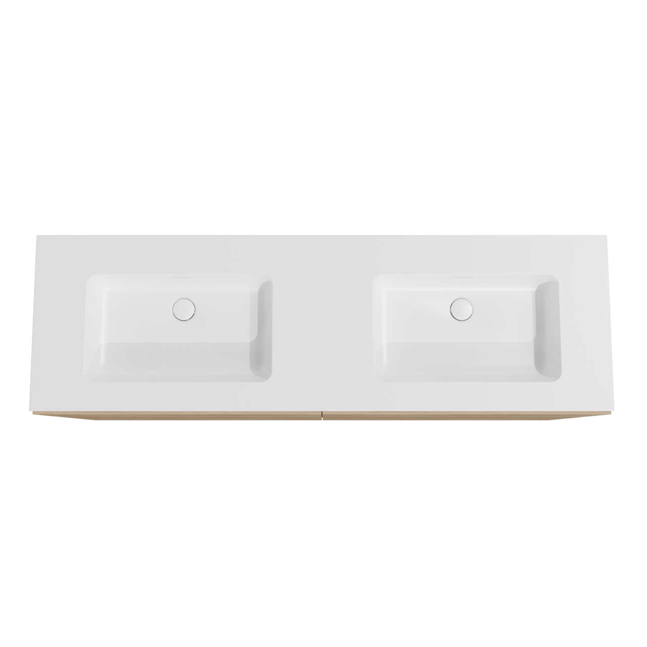 Storke Edge staand badkamermeubel 170 x 52 cm ruwe eik met Mata dubbele wastafel in solid surface mat wit
