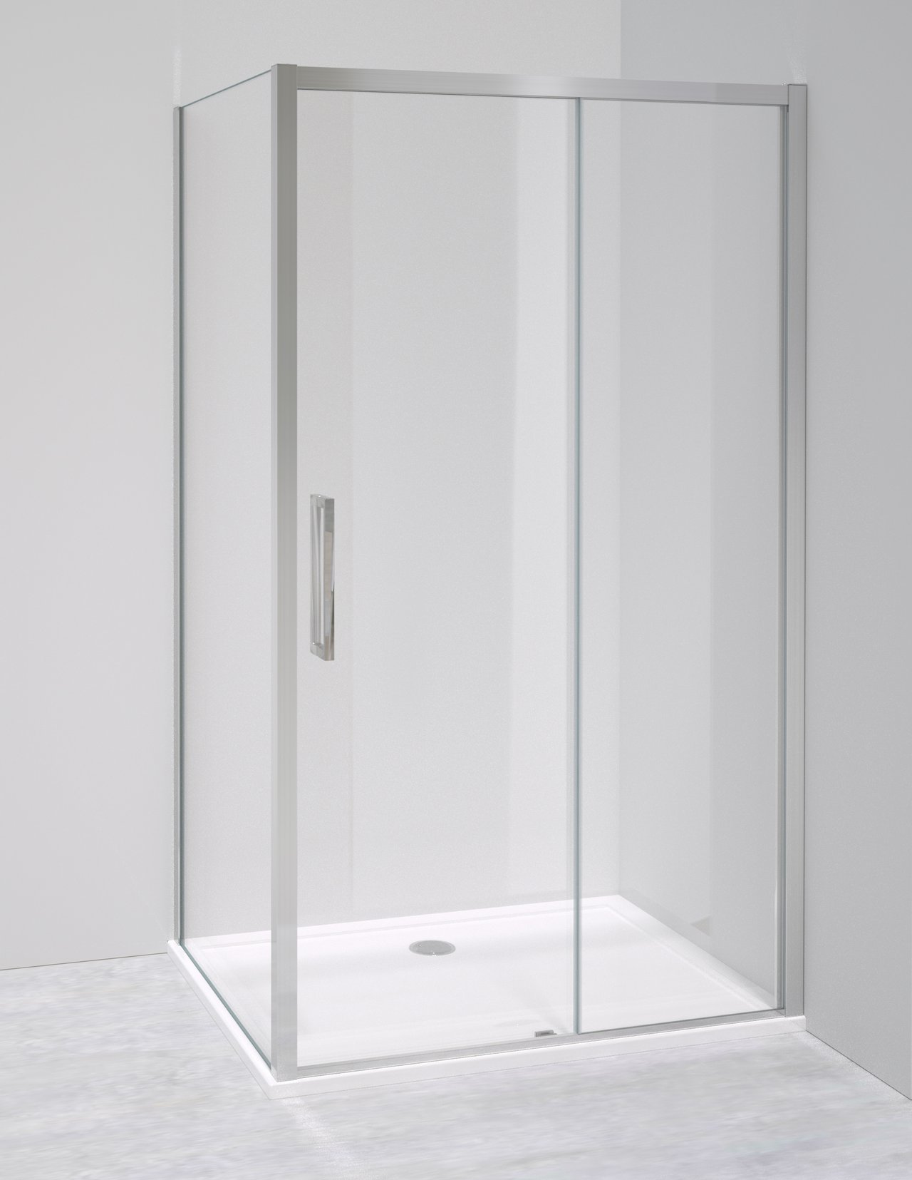 Luca Varess Senses douchehoek met schuifdeur en vaste zijwand 90 x 120 cm helder glas glanzend chroom profiel