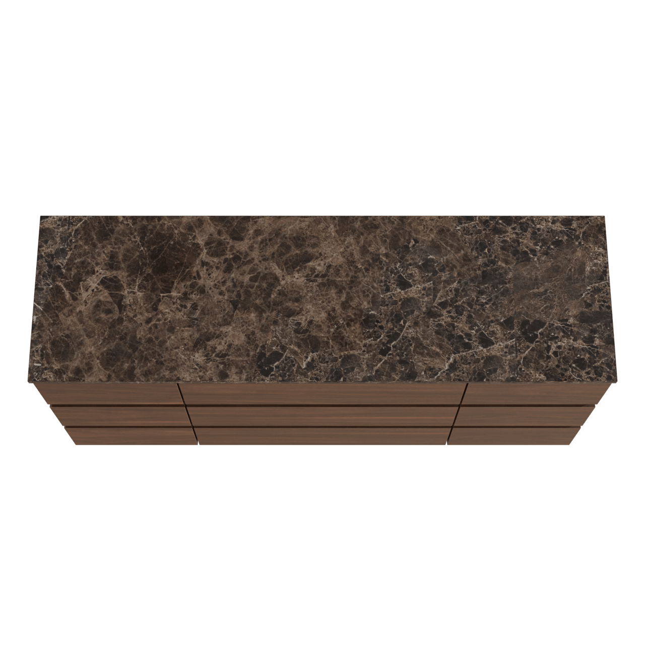 Balmani Lucida staand badmeubel 180 x 55 cm amerikaans notenhout met Stretto enkel of dubbel wastafelblad in marmer dark emperador